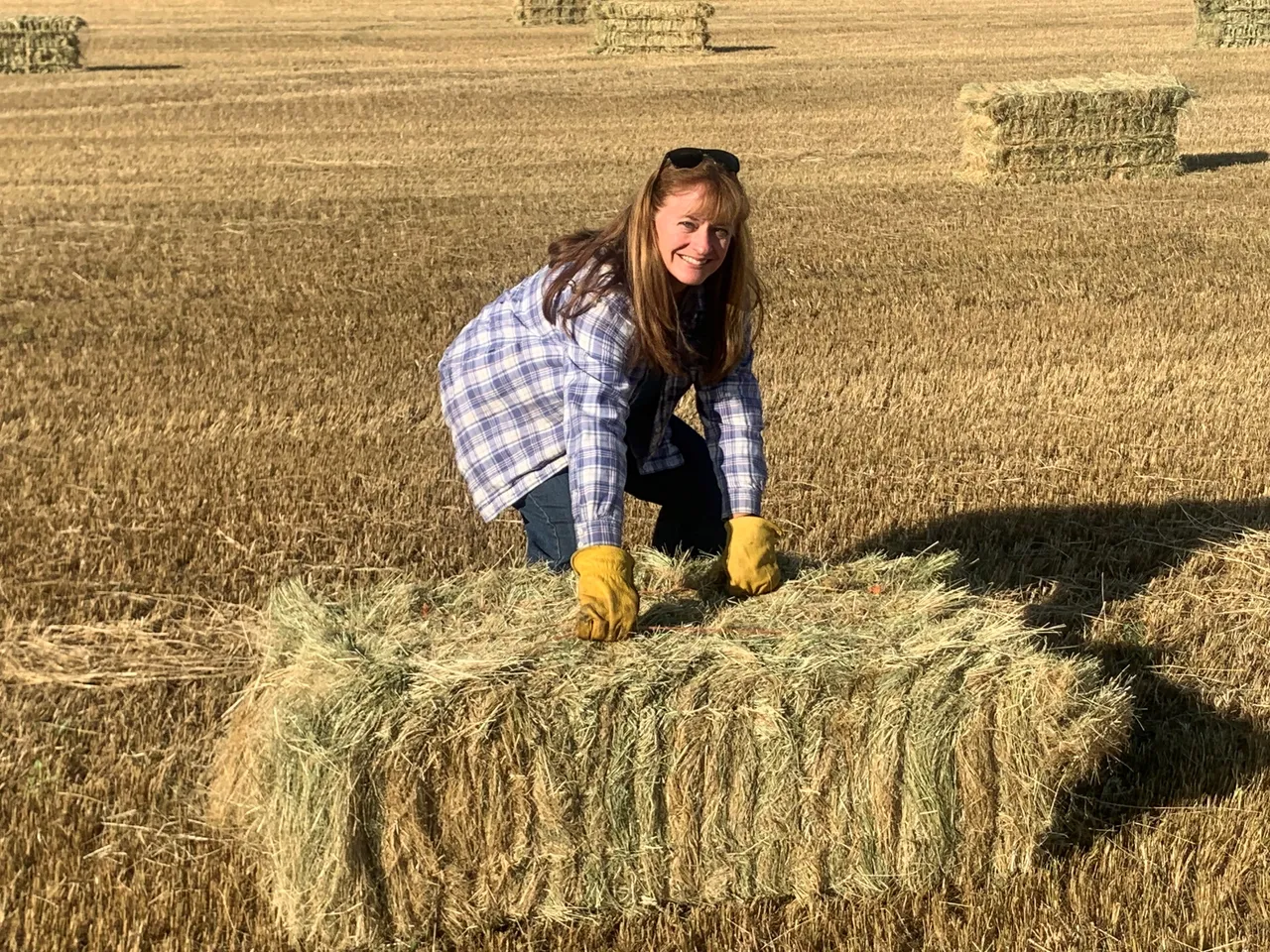 Linda working the fields